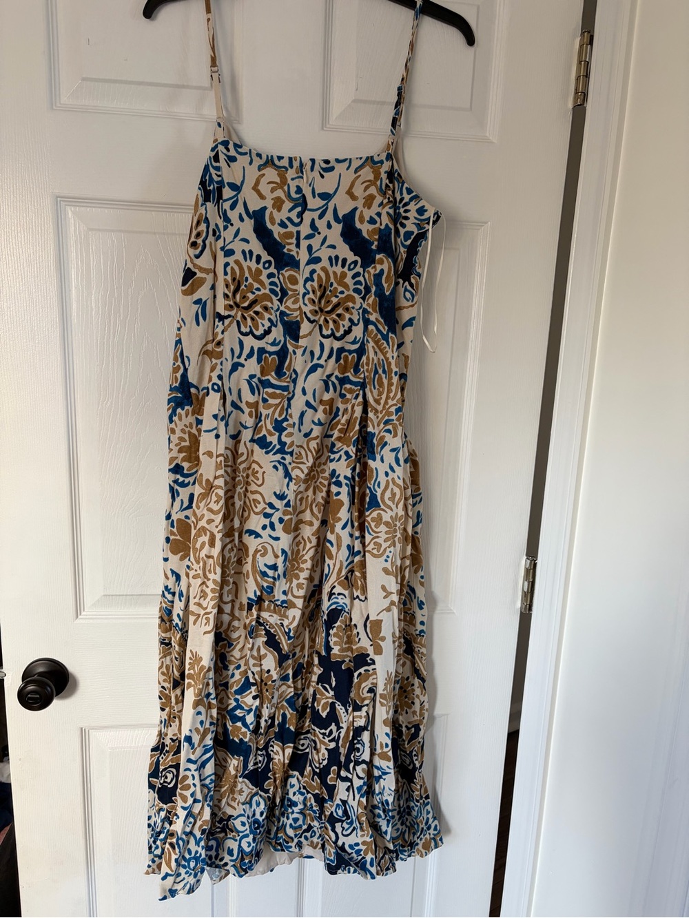 1. State Blue and Tan Floral Maxi Dress